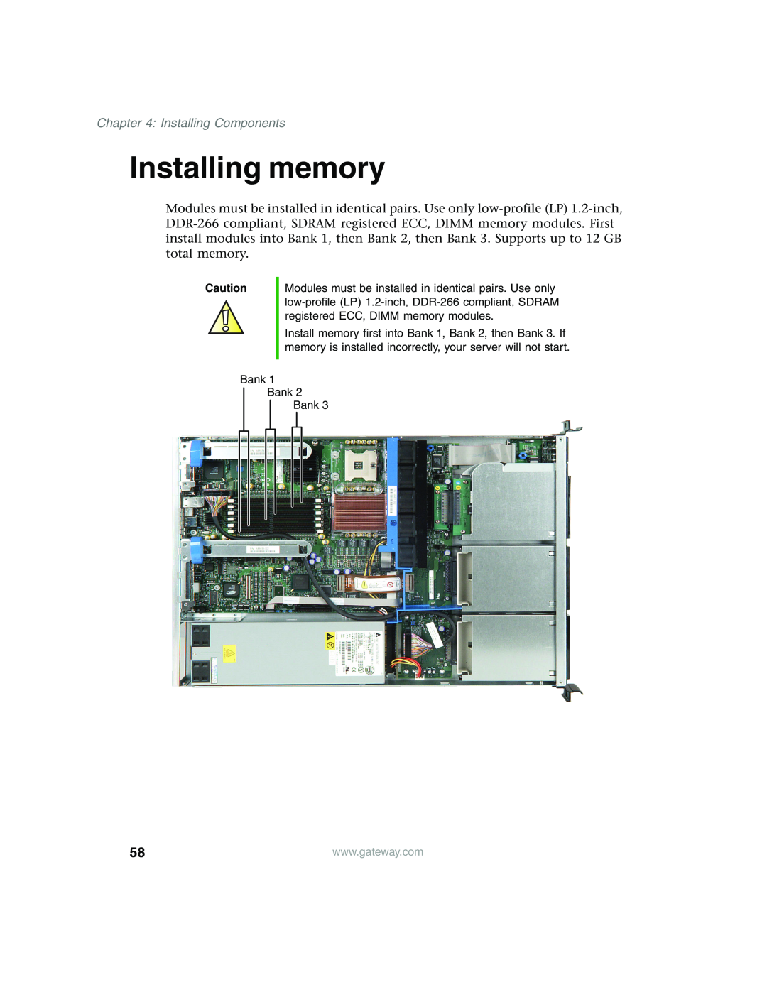 Gateway 955 manual Installing memory, Installing Components 
