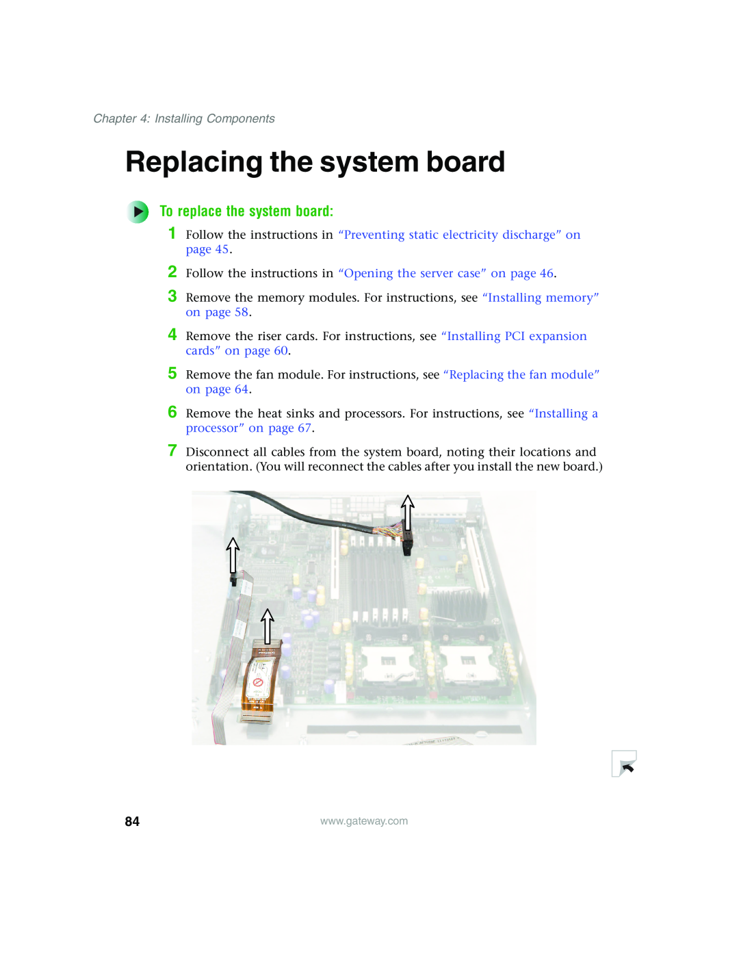 Gateway 955 manual Replacing the system board, To replace the system board, Installing Components 