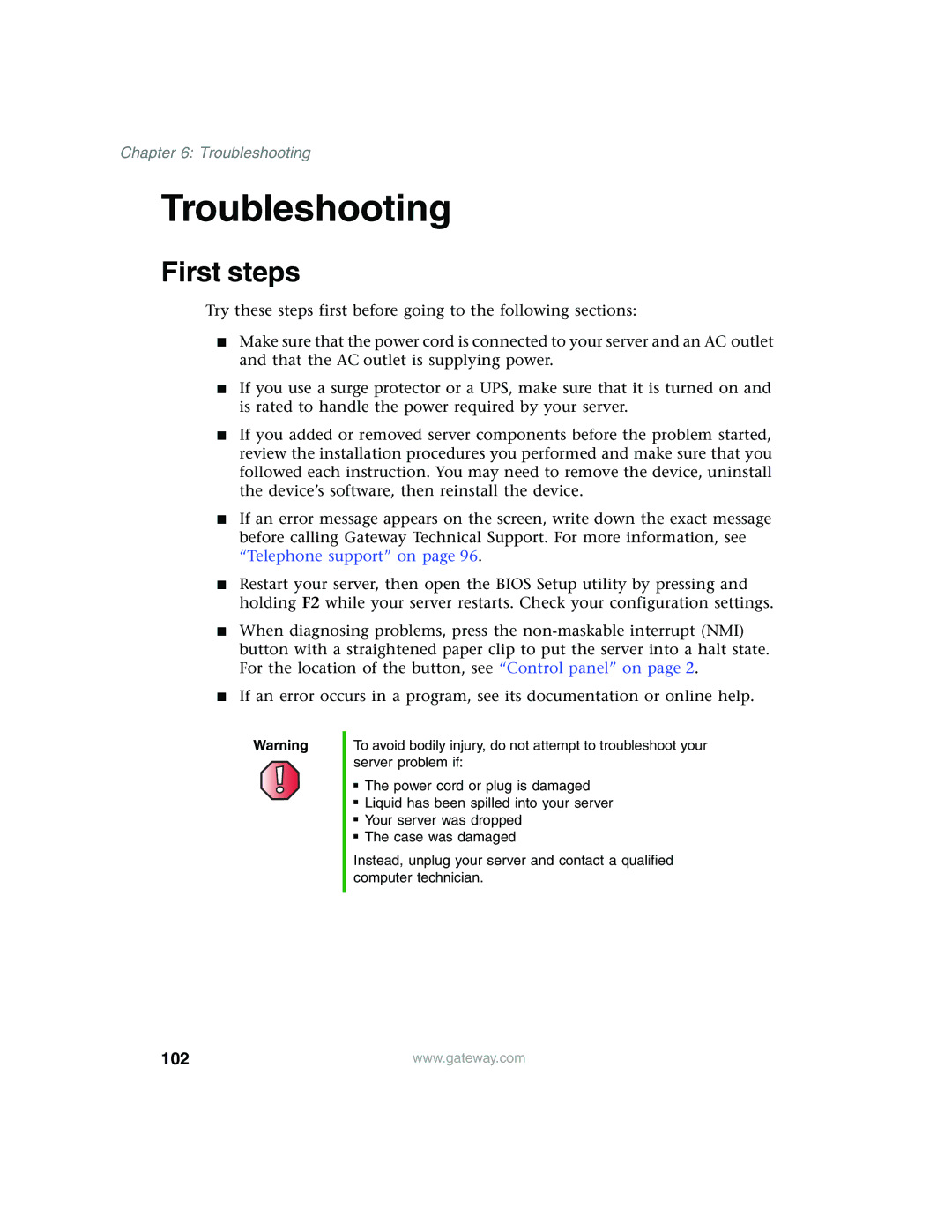 Gateway 955 manual Troubleshooting, First steps 