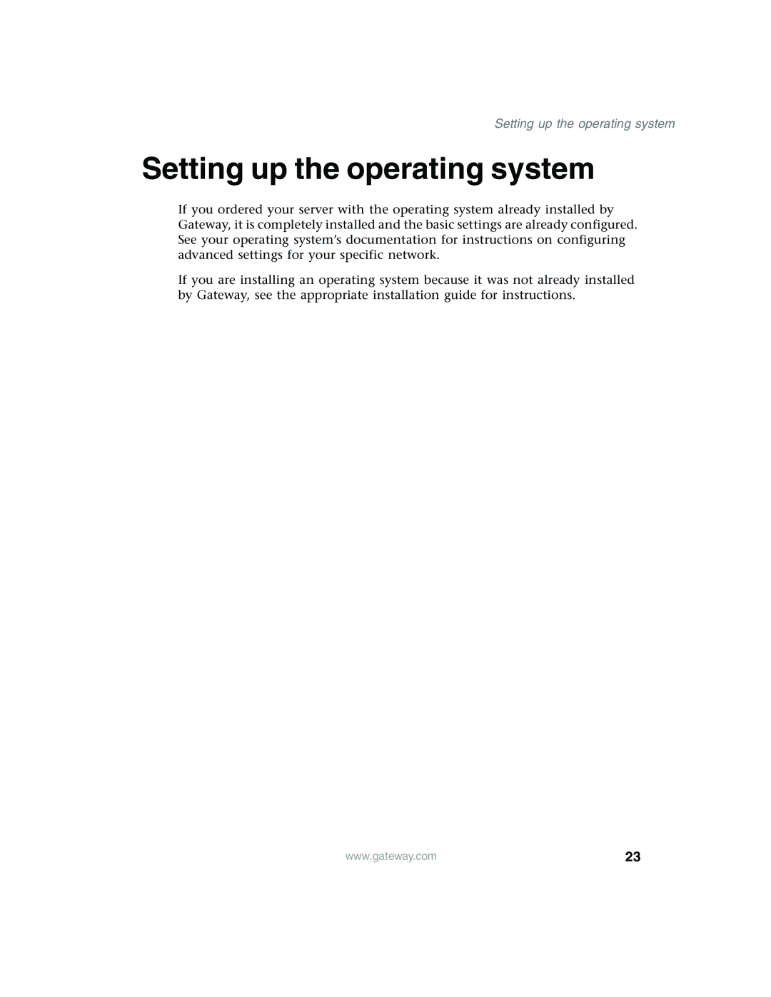 Gateway 955 manual Setting up the operating system 