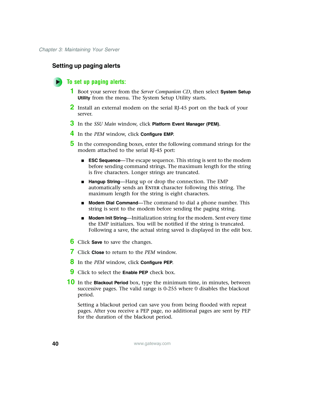 Gateway 955 manual To set up paging alerts 