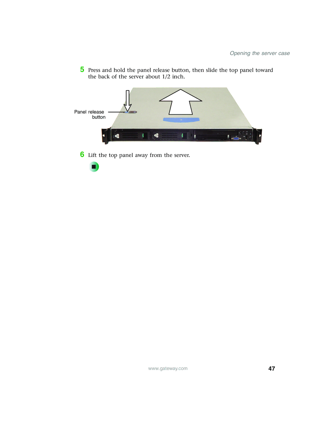 Gateway 955 manual Opening the server case 