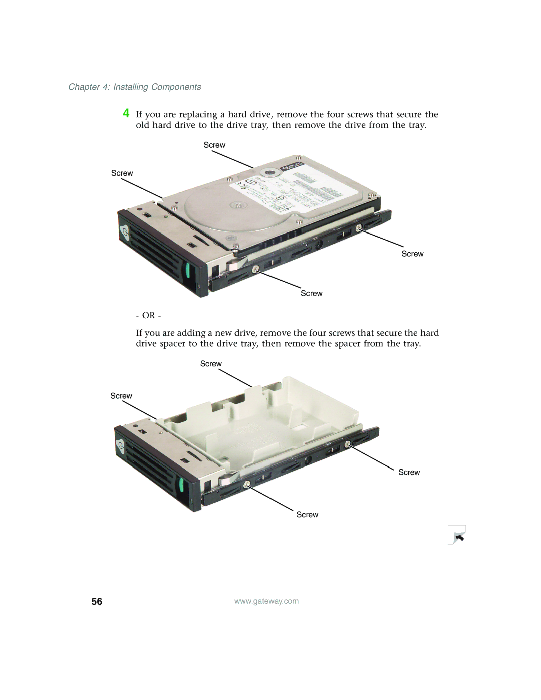 Gateway 955 manual Screw 