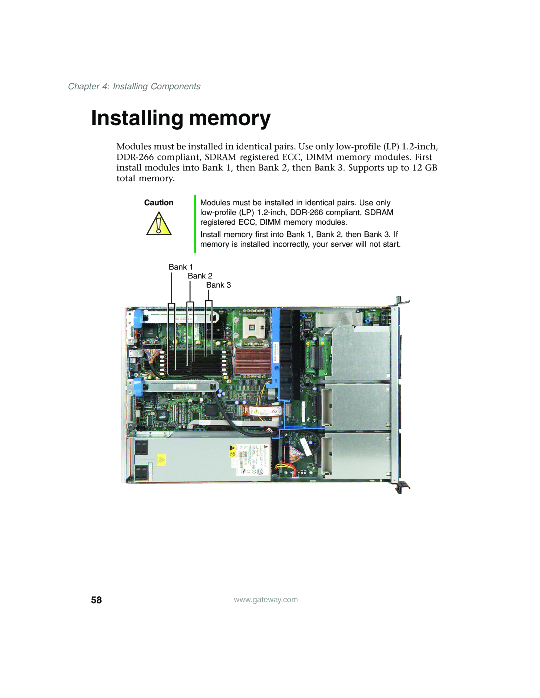 Gateway 955 manual Installing memory 