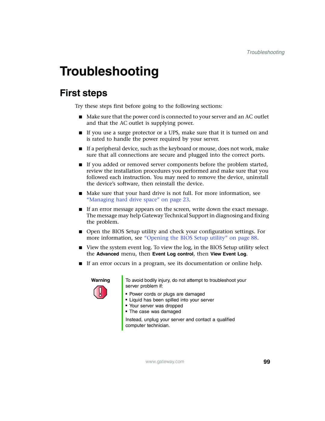 Gateway 960 manual Troubleshooting, First steps 