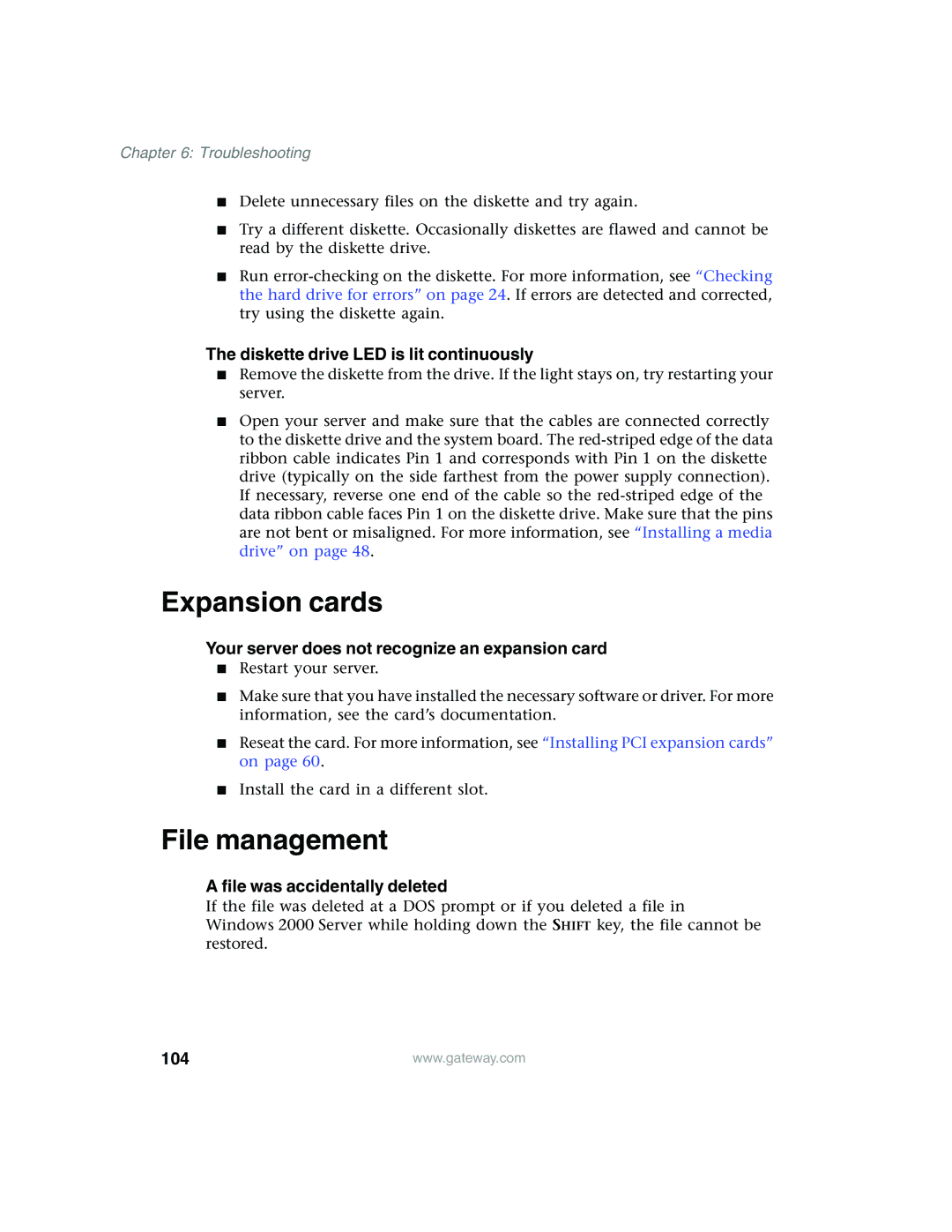 Gateway 960 manual Expansion cards, File management, 104 