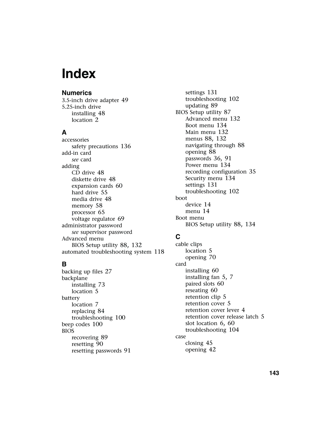 Gateway 960 manual Index, 143 