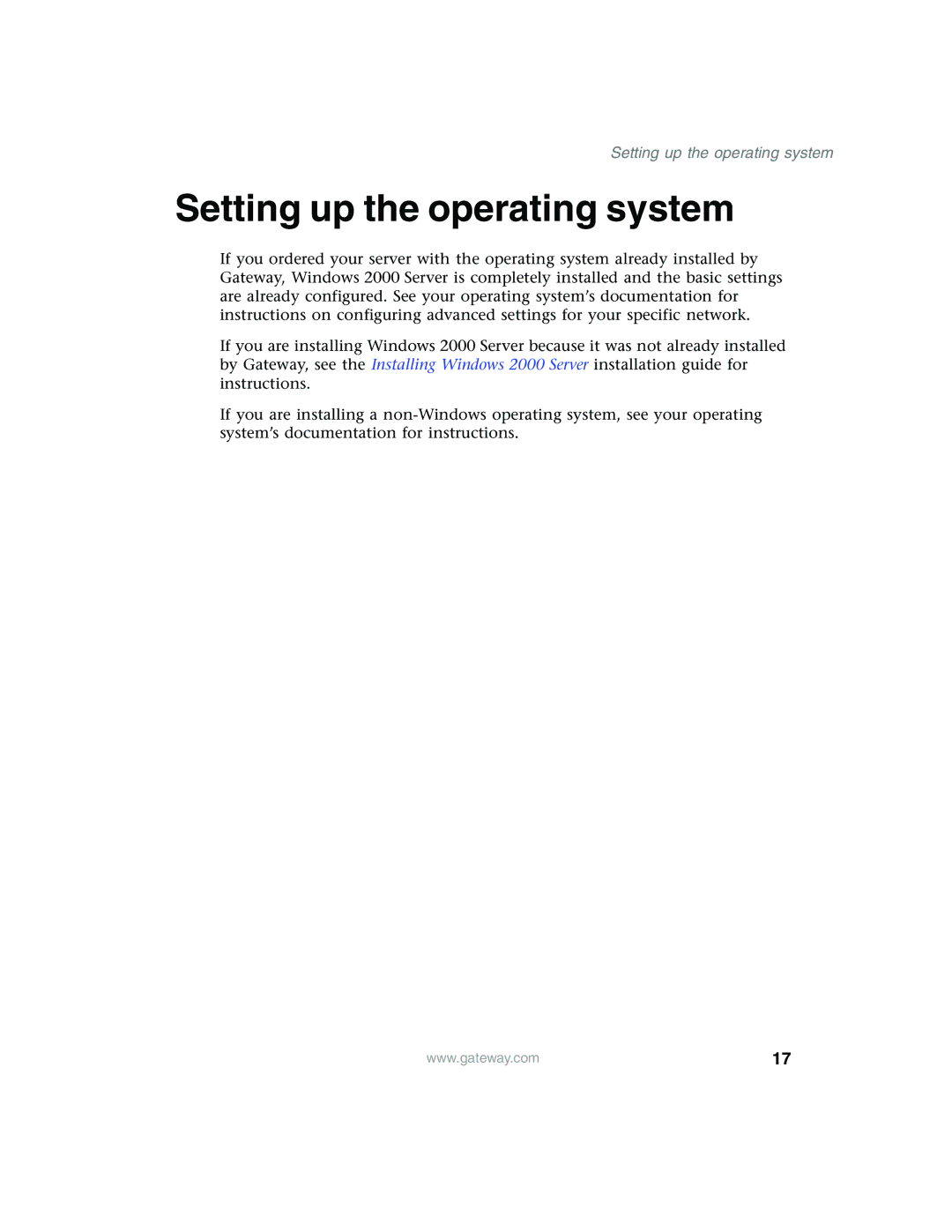 Gateway 960 manual Setting up the operating system 