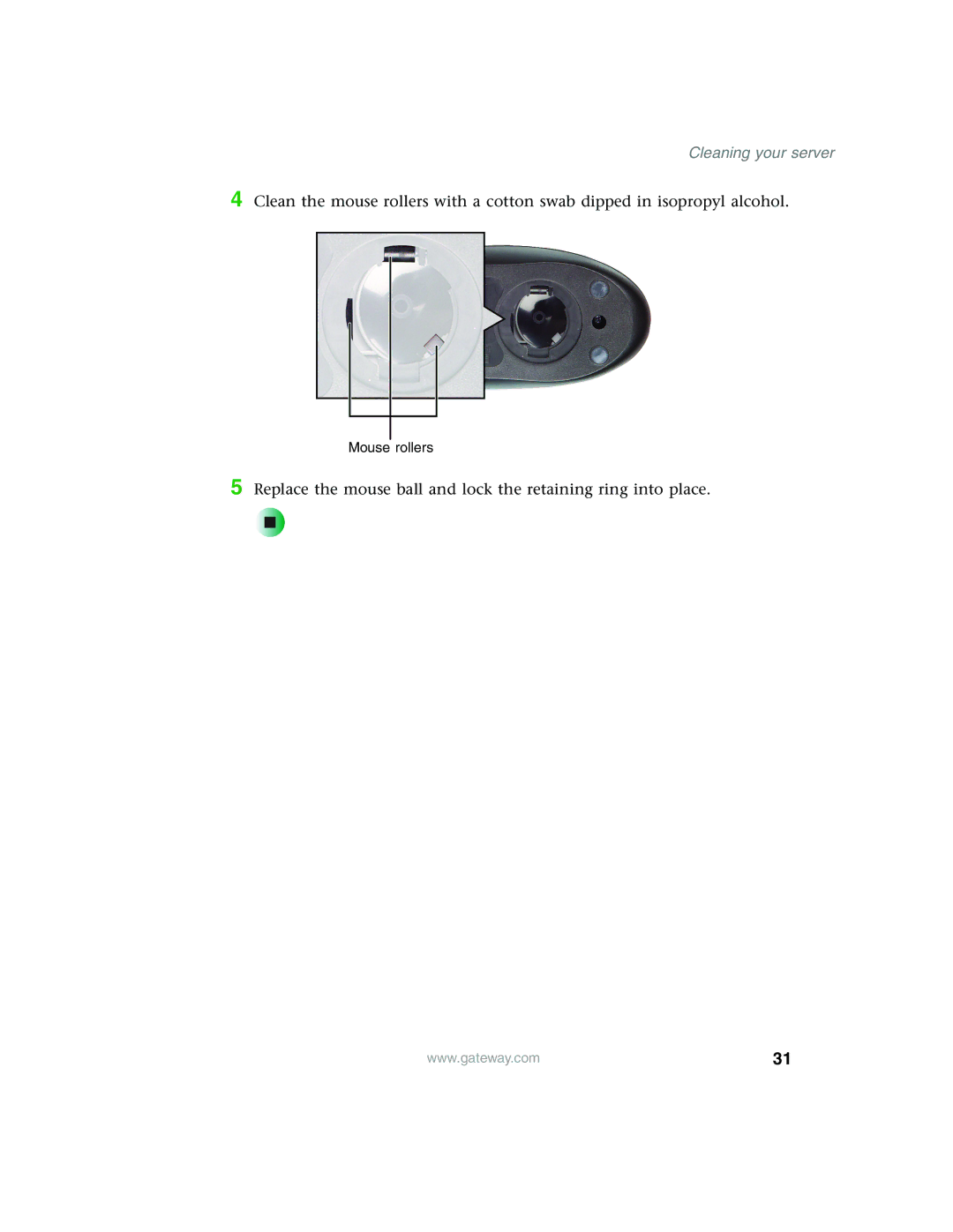 Gateway 960 manual Mouse rollers 