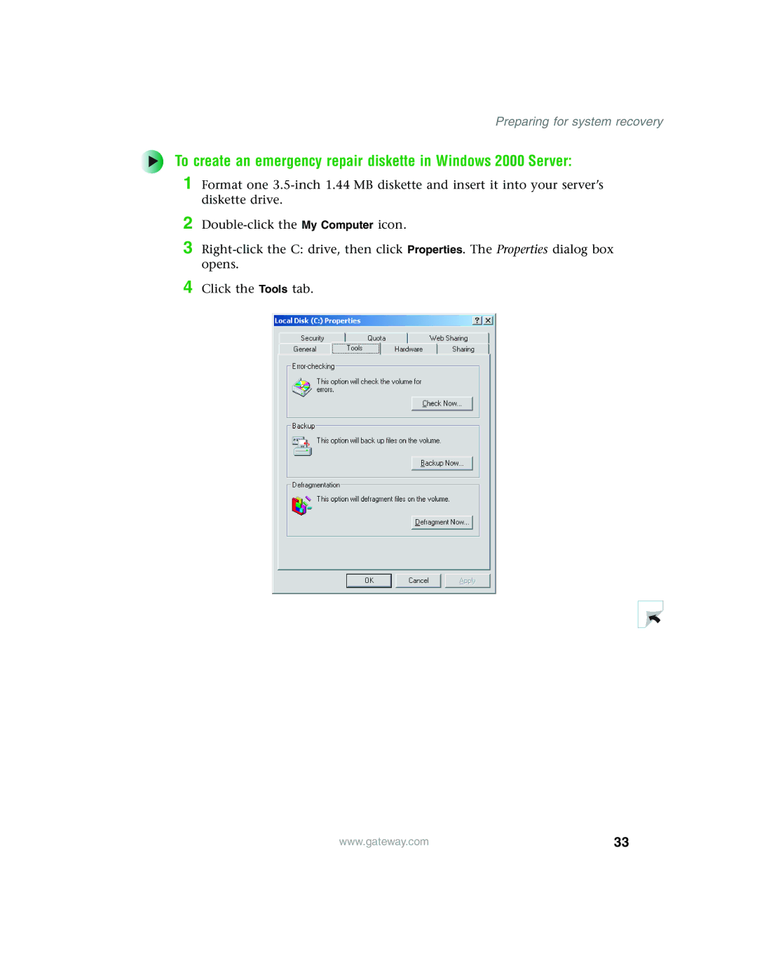 Gateway 960 manual Preparing for system recovery 