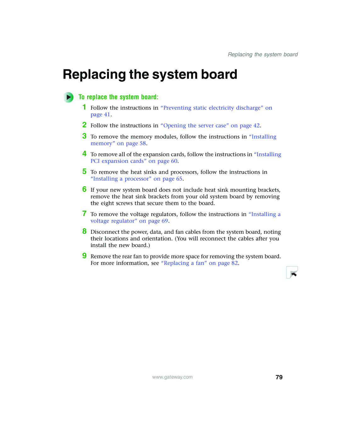 Gateway 960 manual Replacing the system board, To replace the system board 