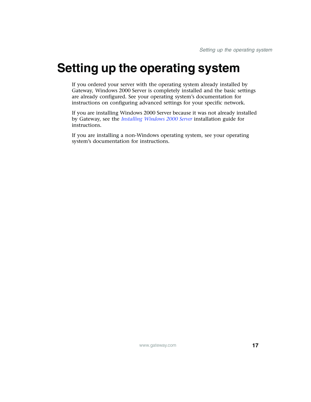 Gateway 960 manual Setting up the operating system 
