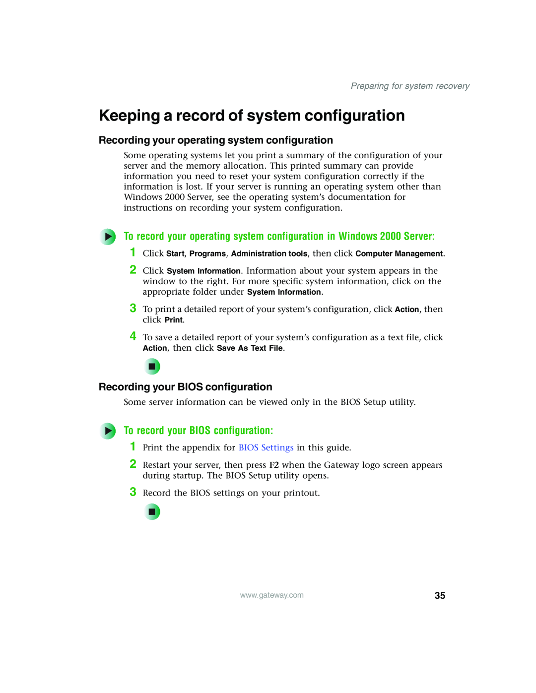 Gateway 960 manual Keeping a record of system configuration, Recording your operating system configuration 