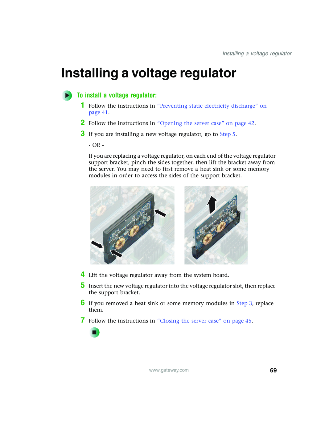 Gateway 960 manual Installing a voltage regulator 
