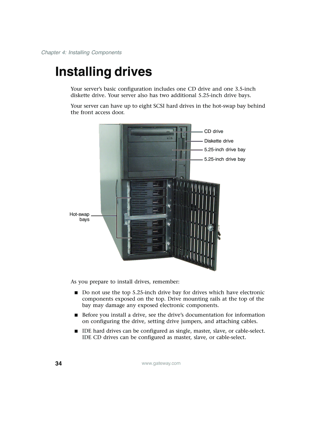 Gateway 980 manual Installing drives 