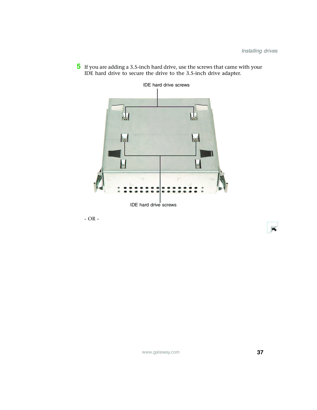 Gateway 980 manual IDE hard drive screws 