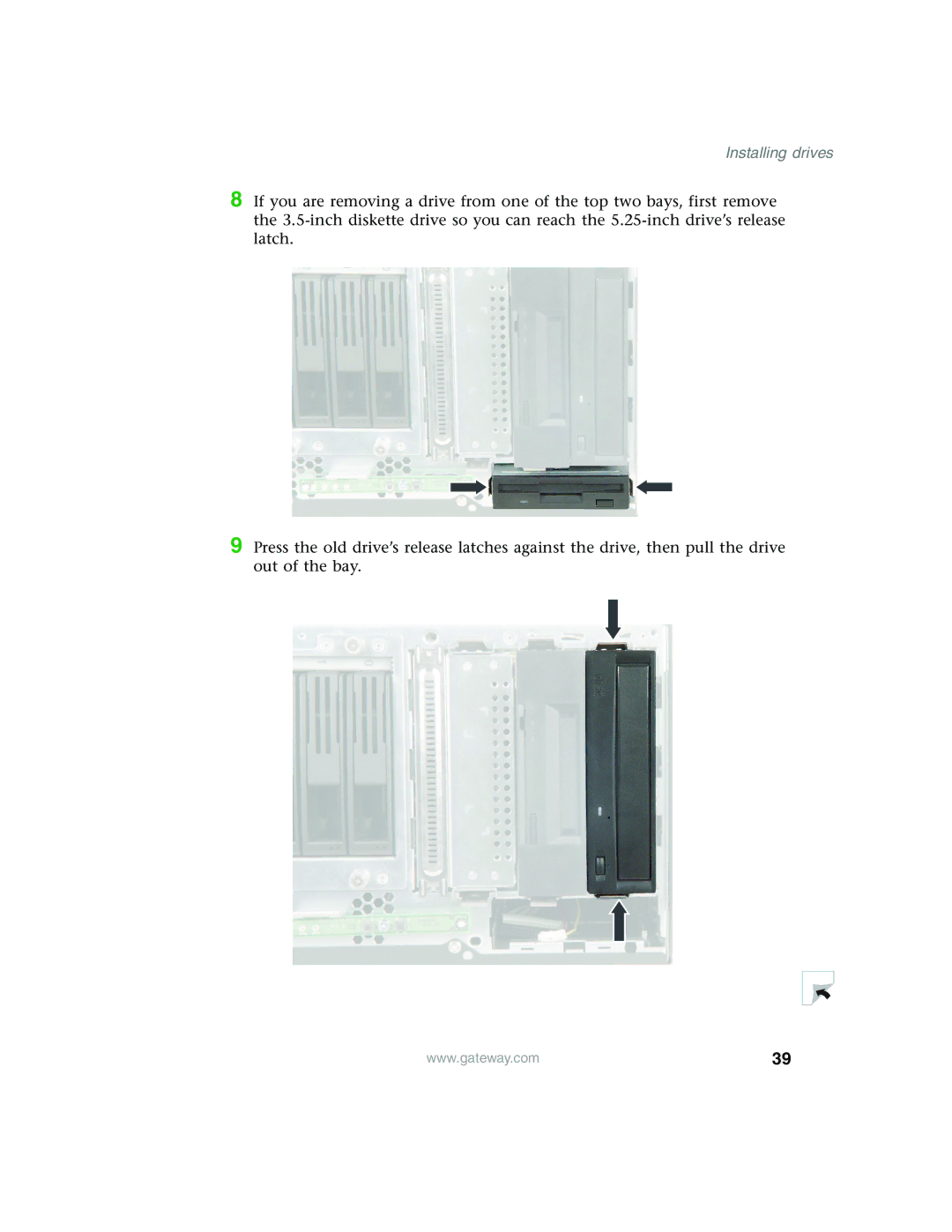 Gateway 980 manual Installing drives 