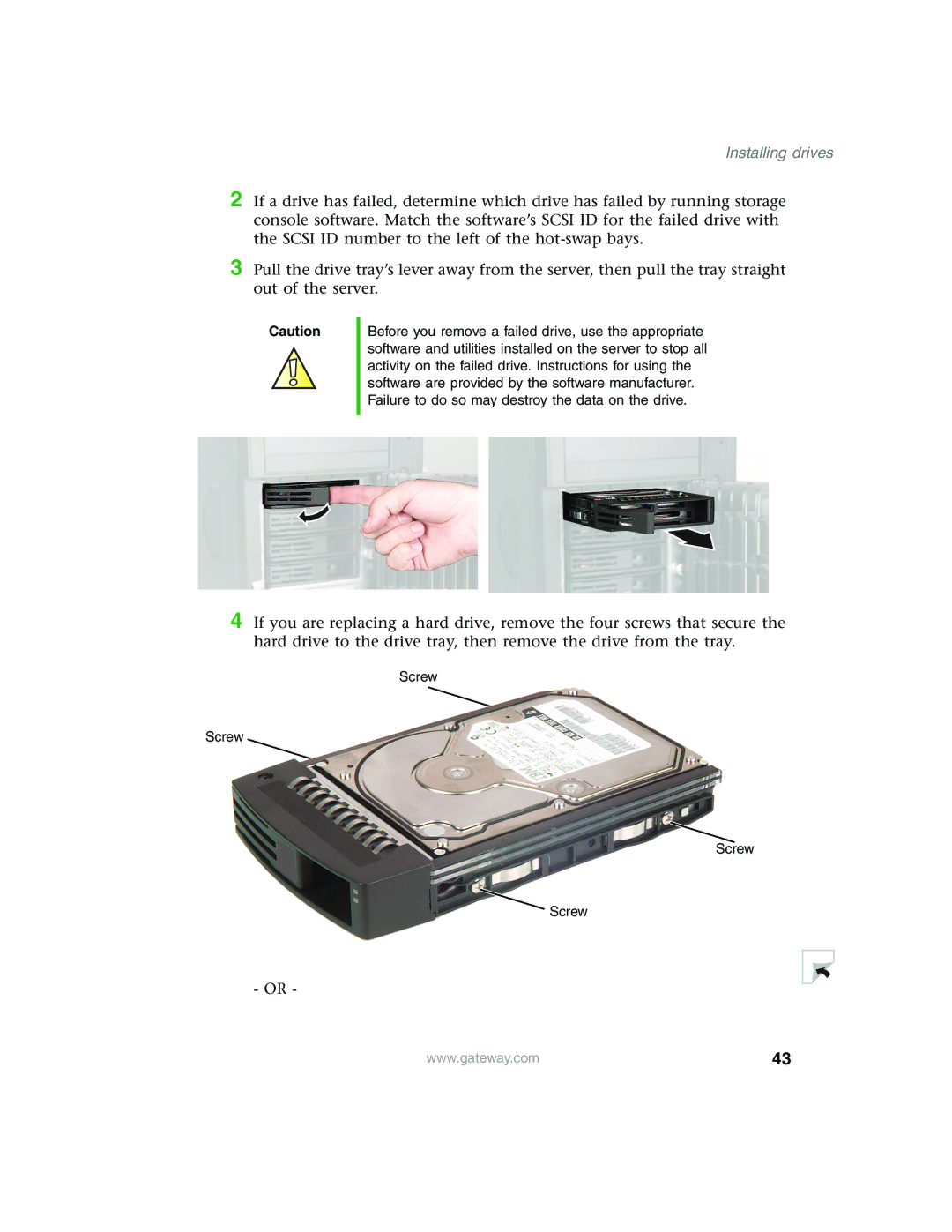 Gateway 980 manual Screw 