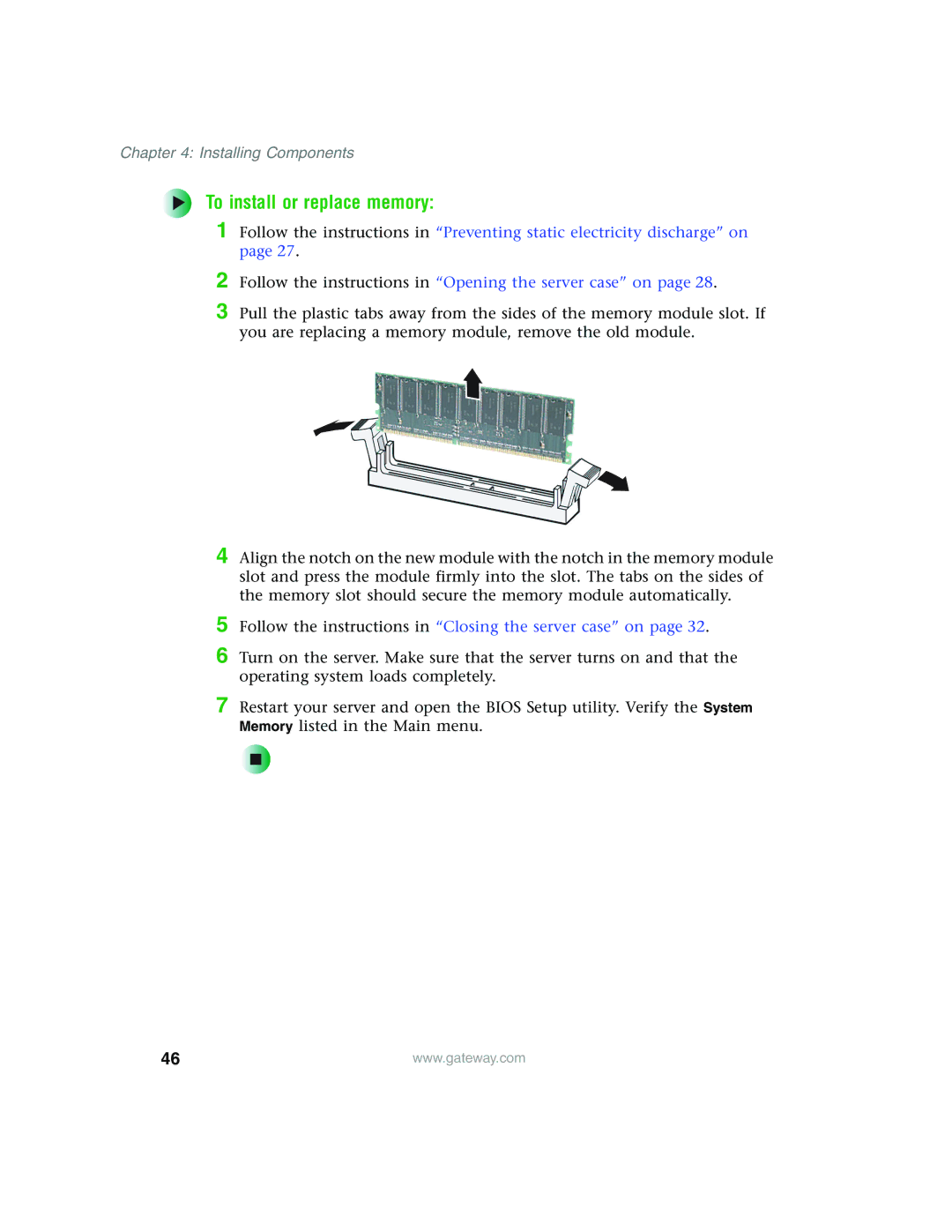 Gateway 980 manual To install or replace memory 