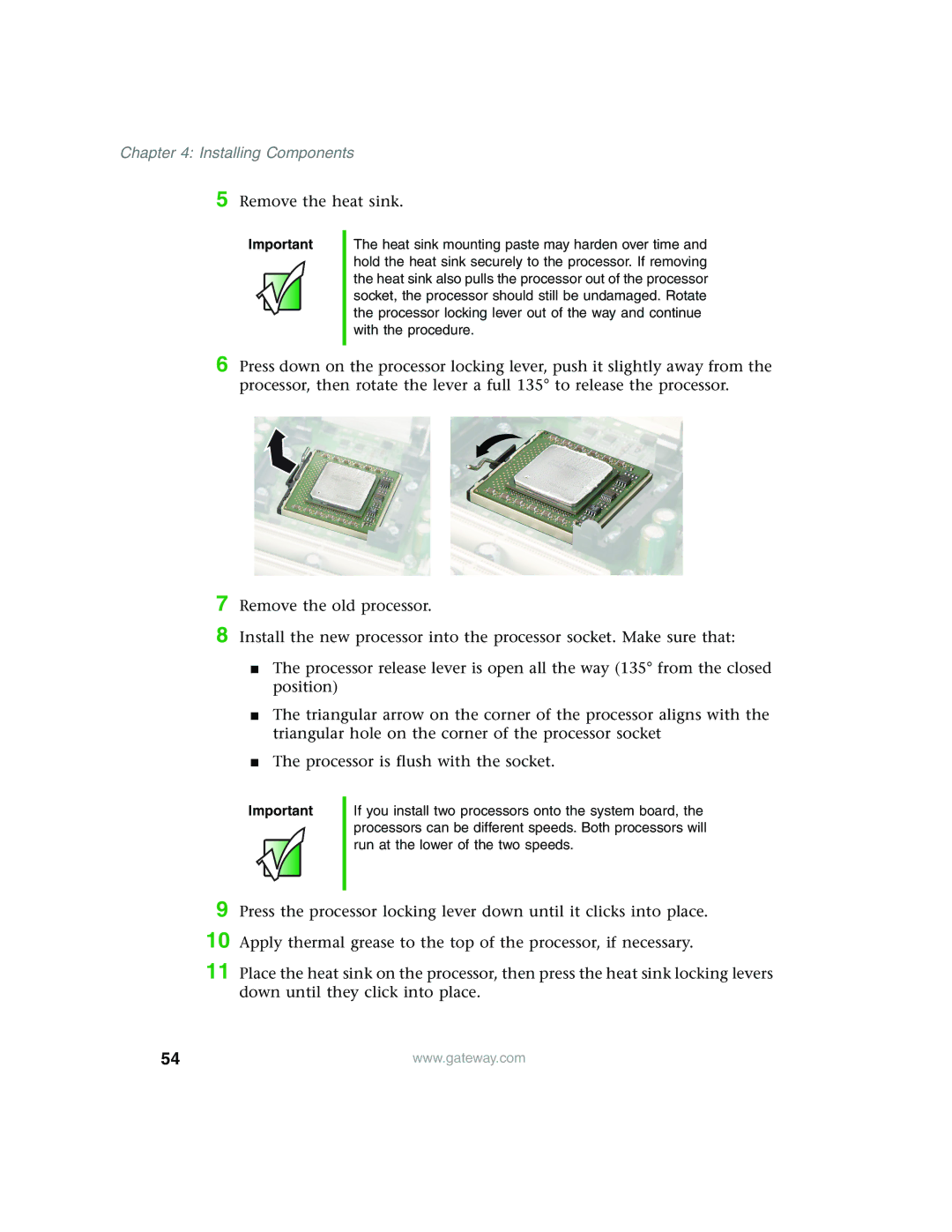 Gateway 980 manual Remove the heat sink 