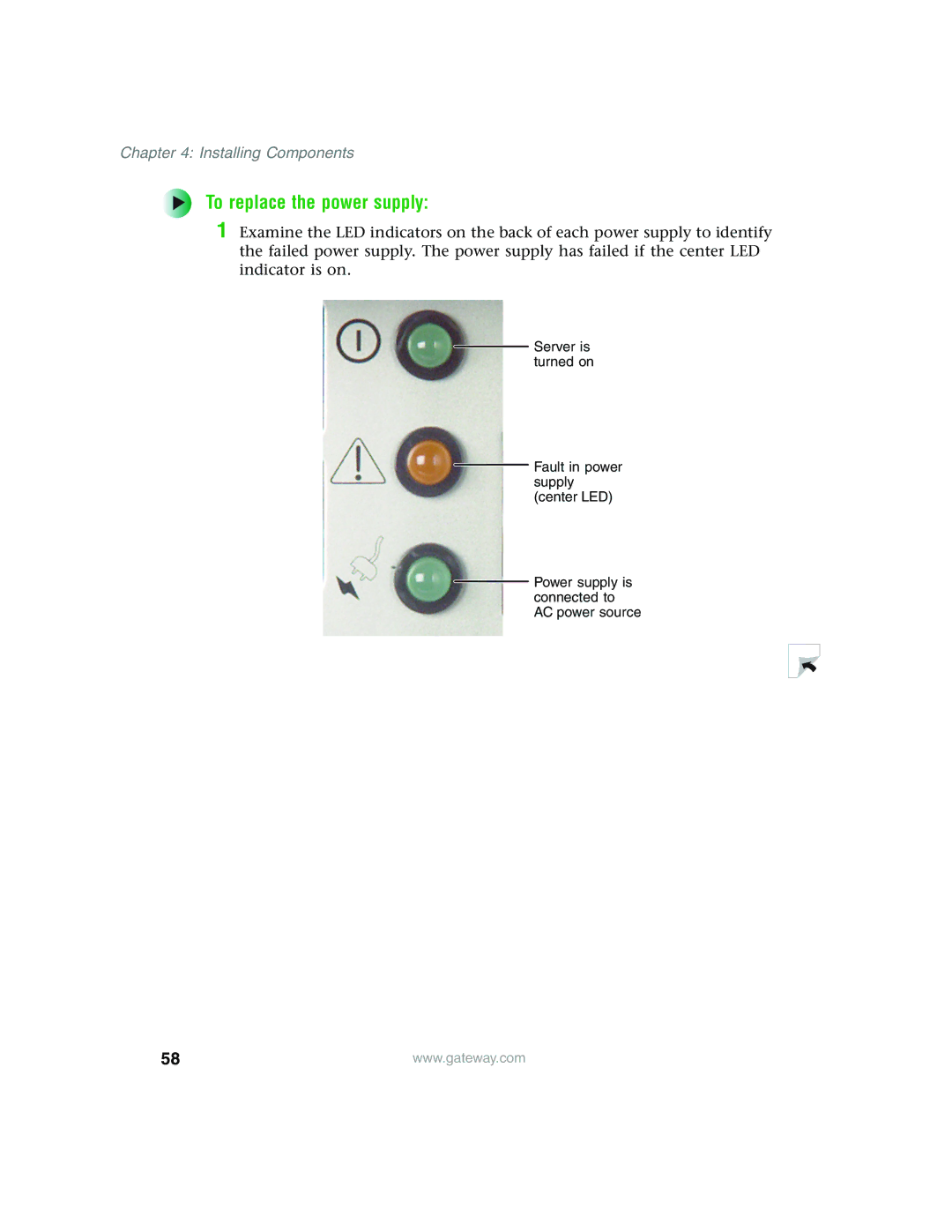 Gateway 980 manual To replace the power supply 