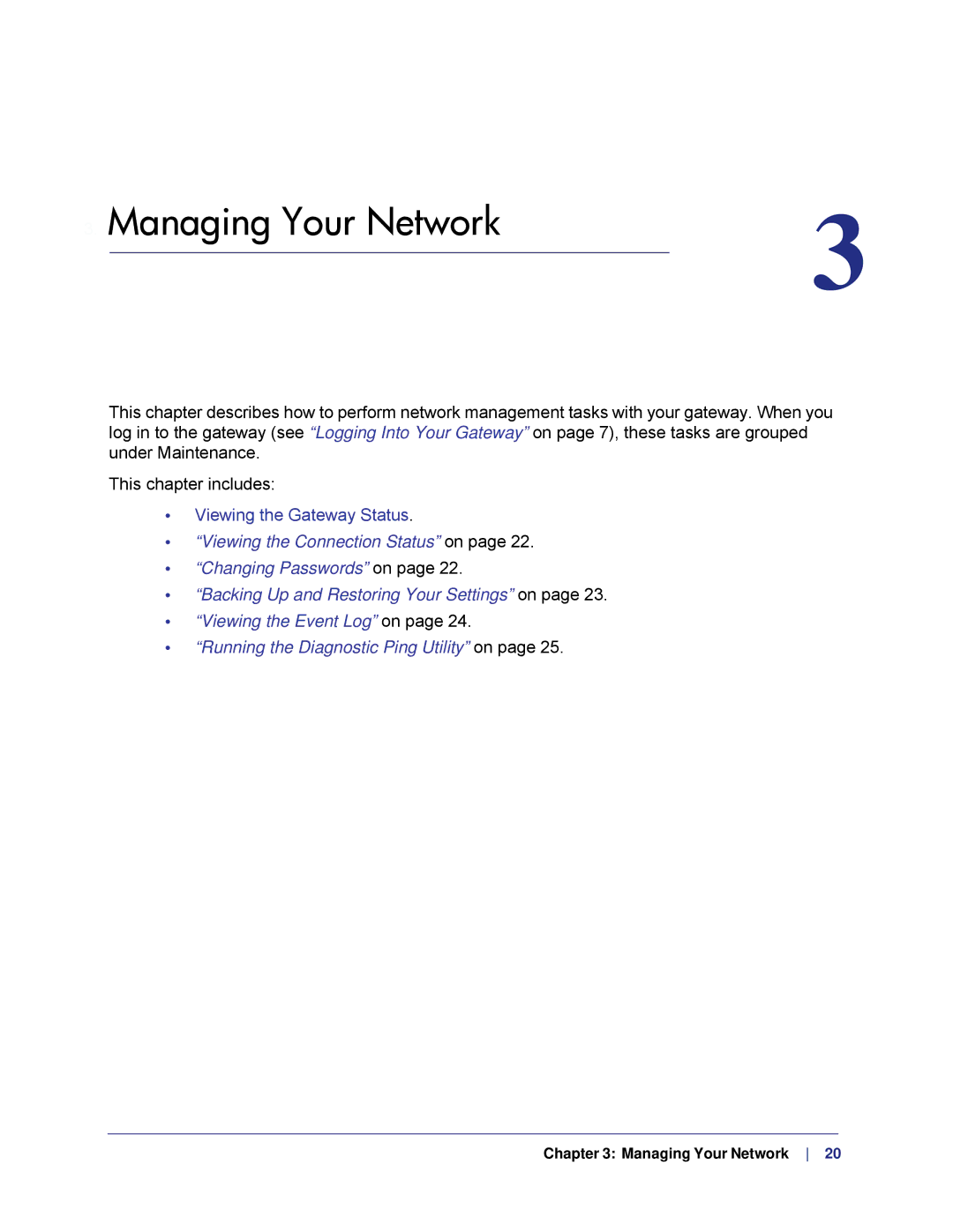 Gateway CG3000D-1CXNAS user manual Managing Your Network 