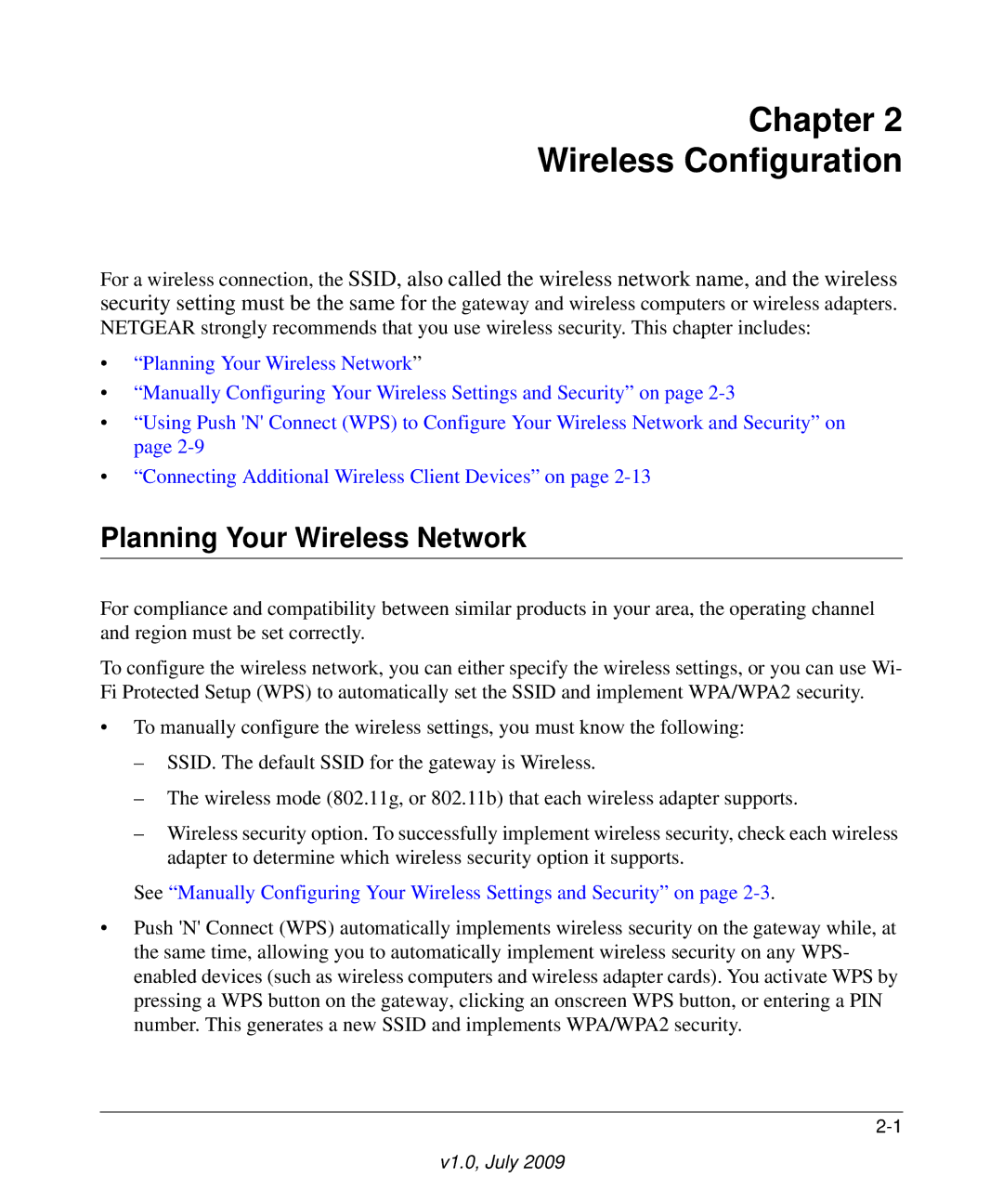 Gateway CG3000, CG3100 manual Chapter Wireless Configuration, Planning Your Wireless Network 