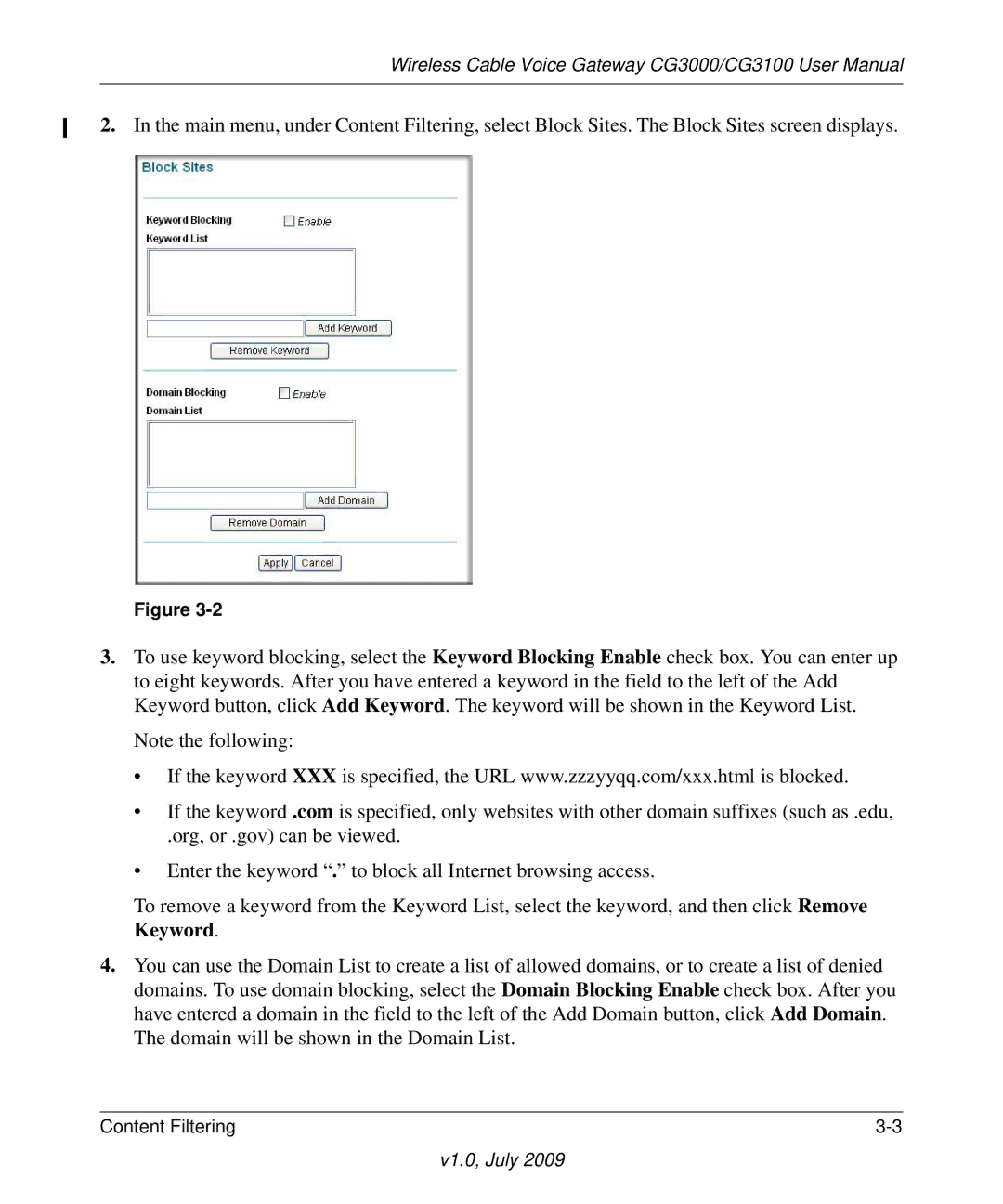 Gateway CG3000, CG3100 manual V1.0, July 