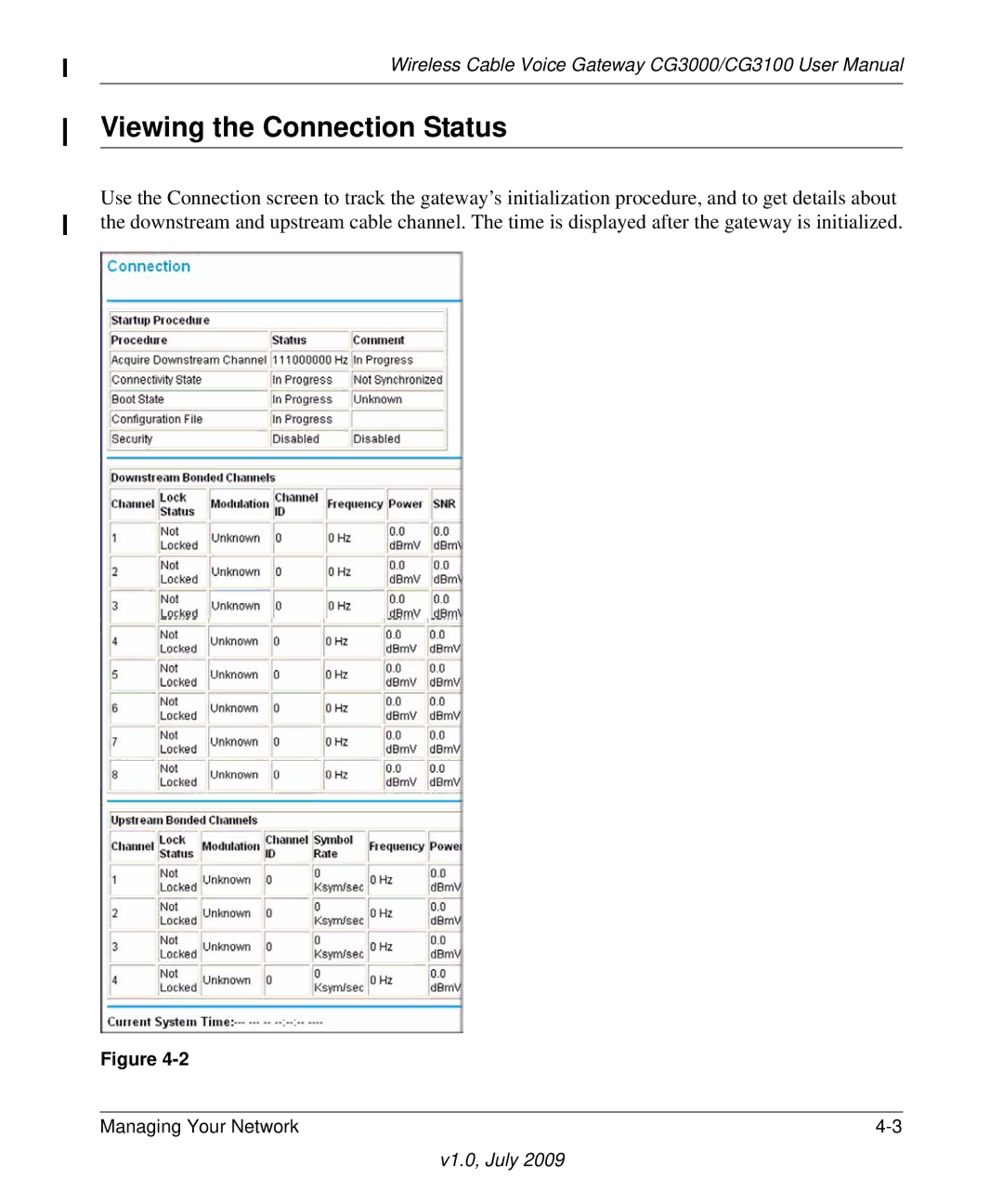 Gateway CG3000, CG3100 manual Viewing the Connection Status 