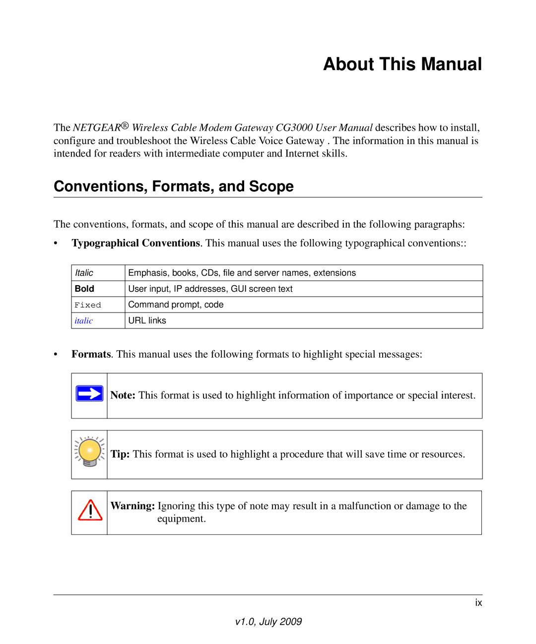 Gateway CG3000, CG3100 manual About This Manual, Conventions, Formats, and Scope 