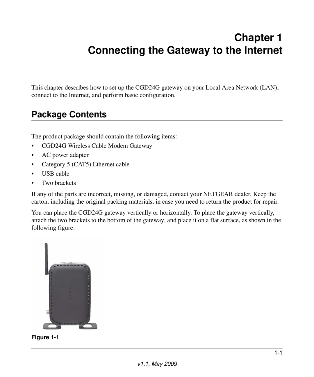 Gateway CGD24G user manual Connecting the Gateway to the Internet, Package Contents 