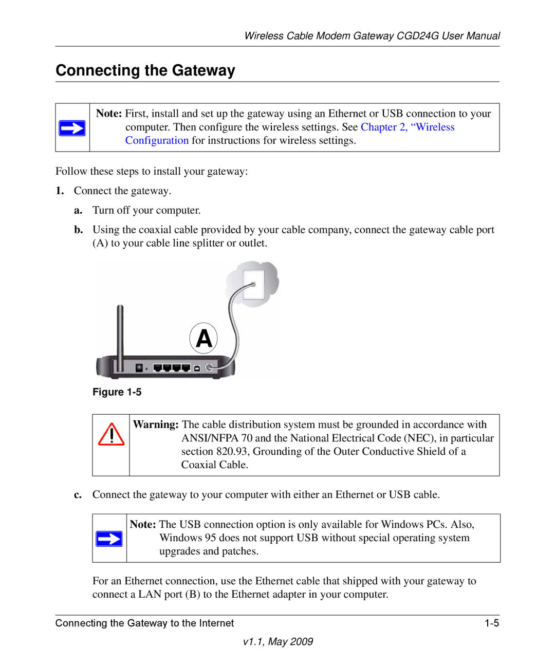Gateway CGD24G user manual Connecting the Gateway 