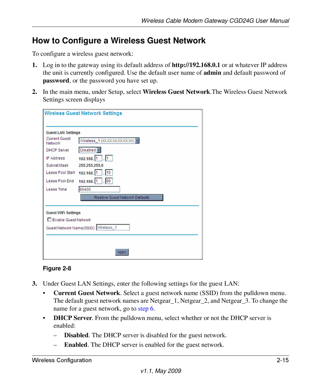 Gateway CGD24G user manual How to Configure a Wireless Guest Network 