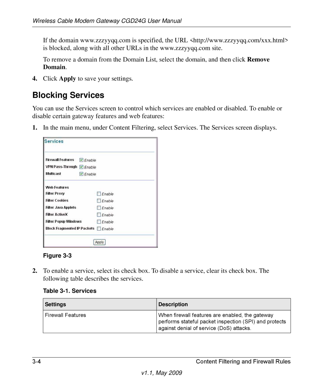 Gateway CGD24G user manual Blocking Services 