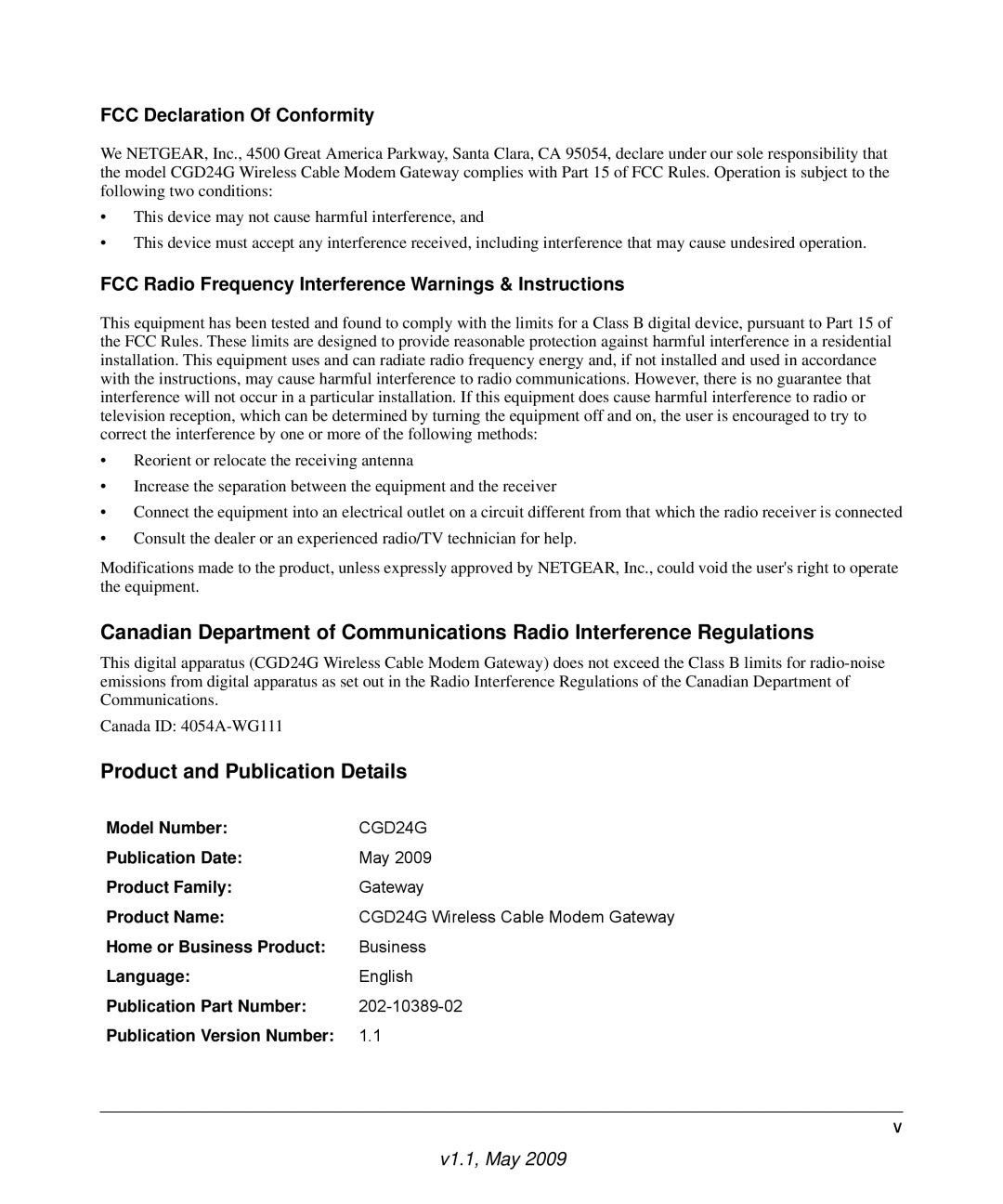 Gateway CGD24G user manual FCC Declaration Of Conformity, FCC Radio Frequency Interference Warnings & Instructions 