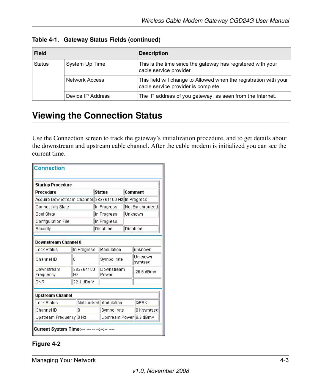 Gateway CGD24G user manual Viewing the Connection Status 