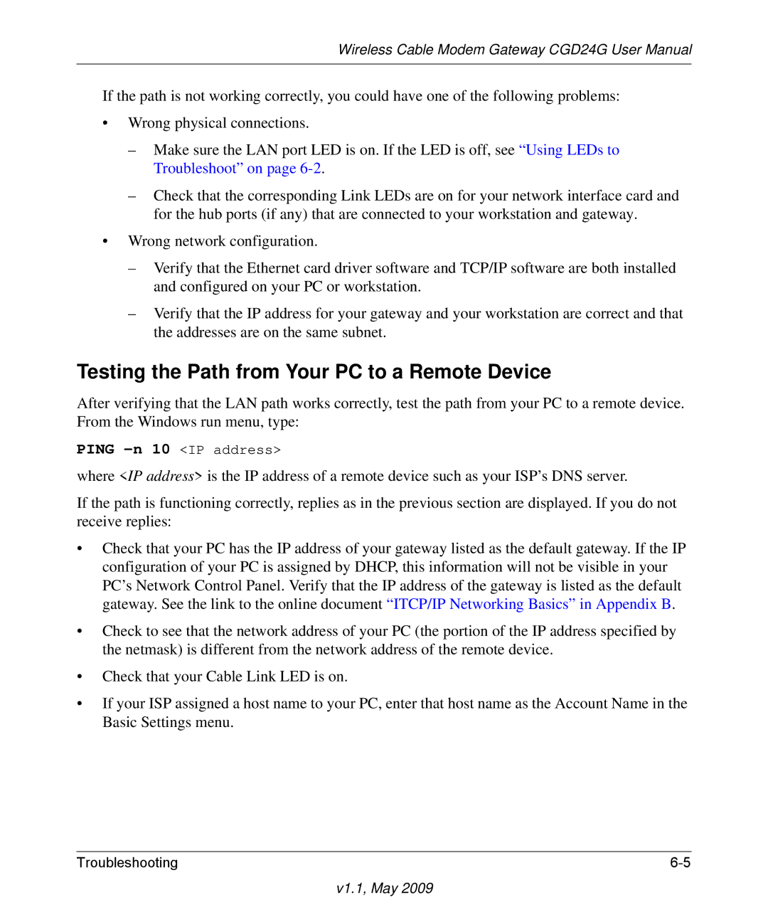 Gateway CGD24G user manual Testing the Path from Your PC to a Remote Device 
