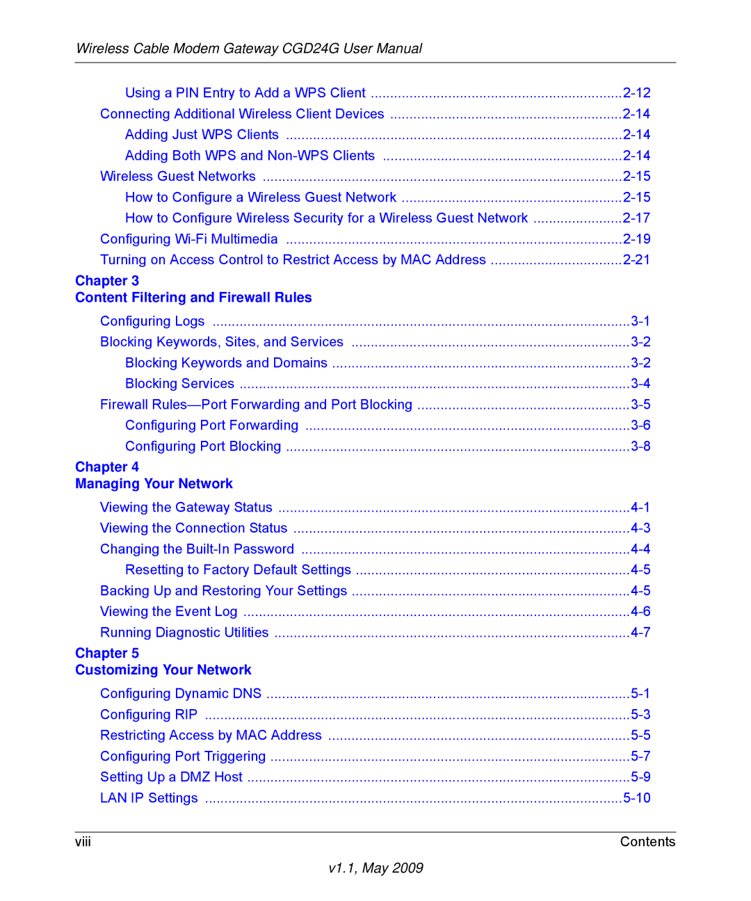 Gateway CGD24G user manual Chapter Content Filtering and Firewall Rules 