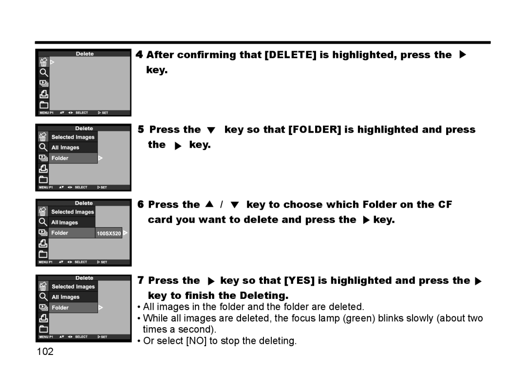 Gateway DC-M50 manual Key to choose which Folder on the CF 