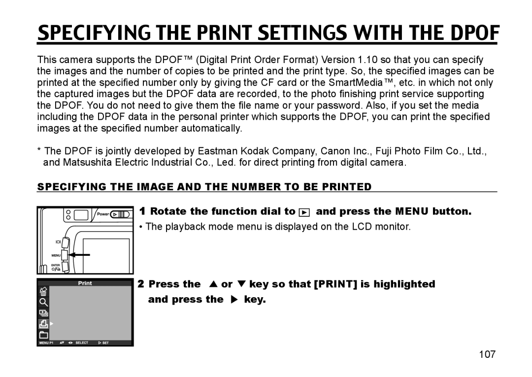 Gateway DC-M50 manual Specifying the Print Settings with the Dpof, Specifying the Image and the Number to be Printed 