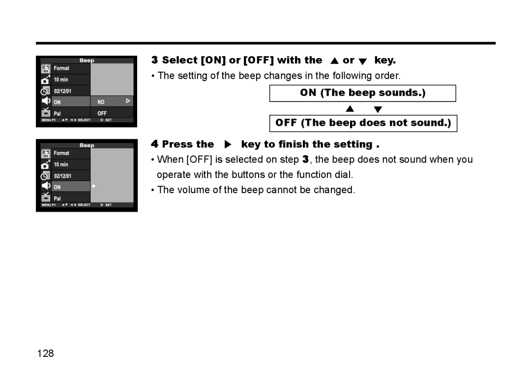 Gateway DC-M50 manual Select on or OFF with the or key 