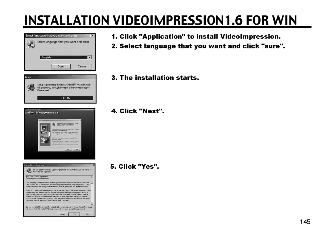 Gateway DC-M50 manual Installation VIDEOIMPRESSION1.6 for WIN 