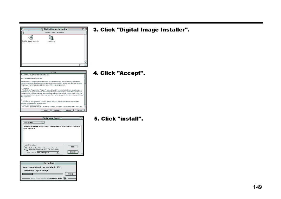 Gateway DC-M50 manual Click Digital Image Installer Click Accept Click install 