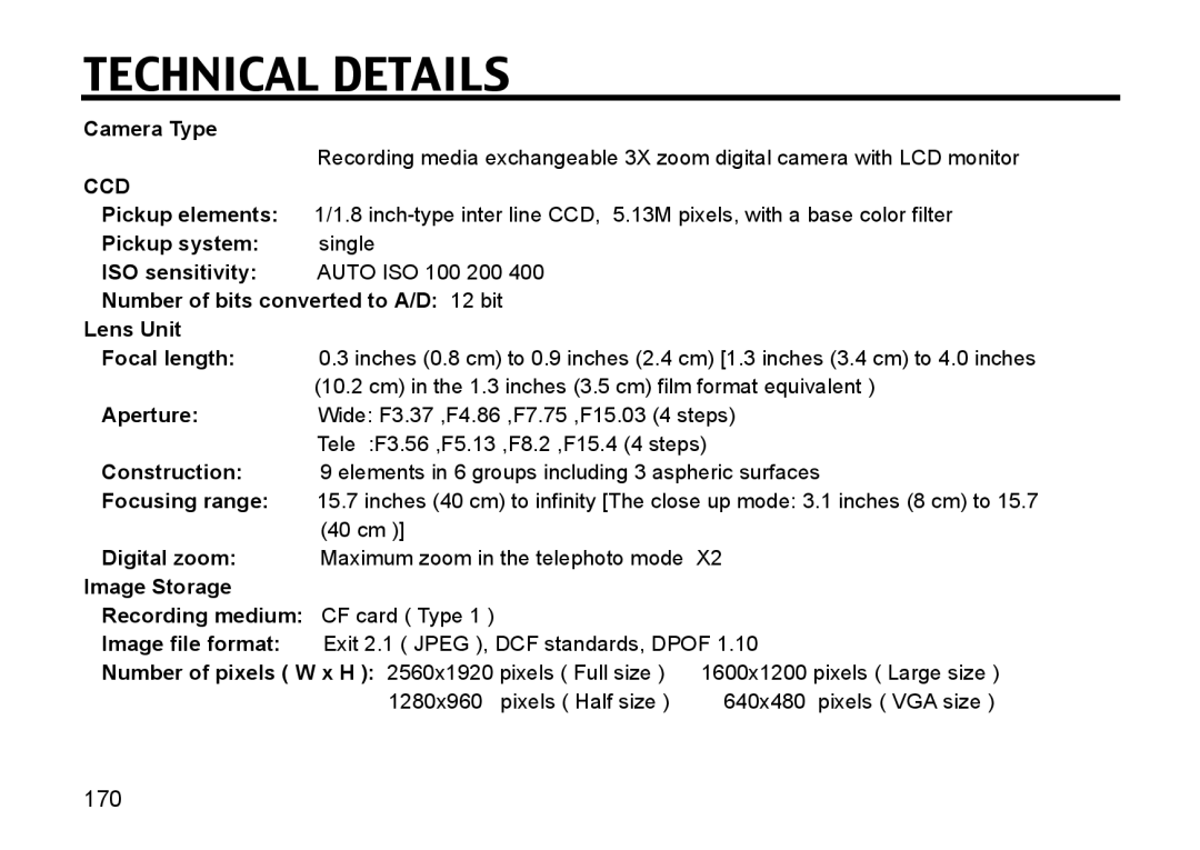 Gateway DC-M50 manual Technical Details, Ccd 