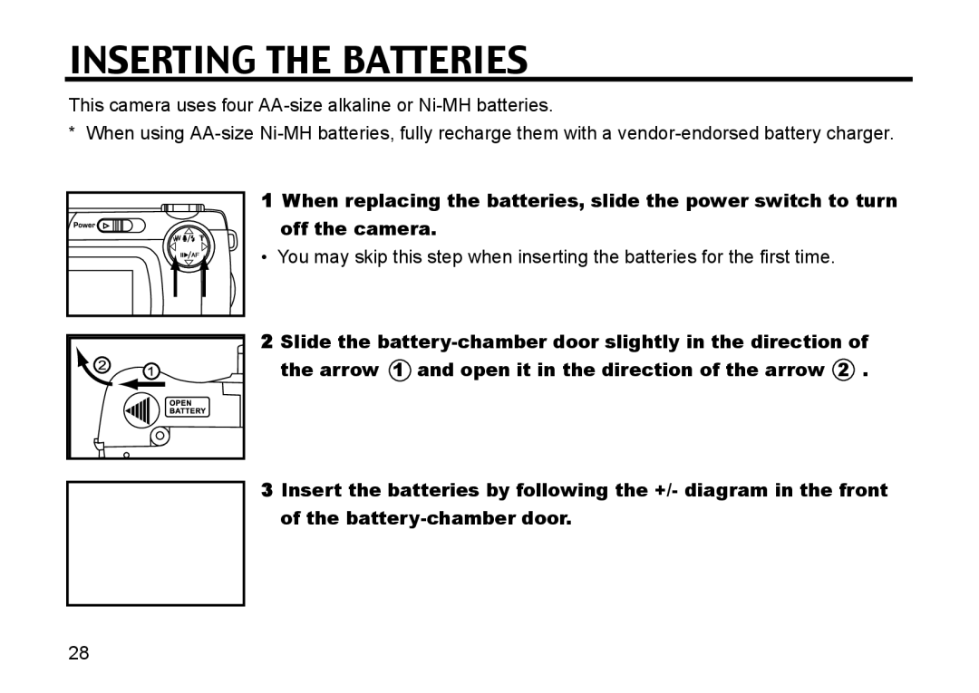 Gateway DC-M50 manual Inserting the Batteries 