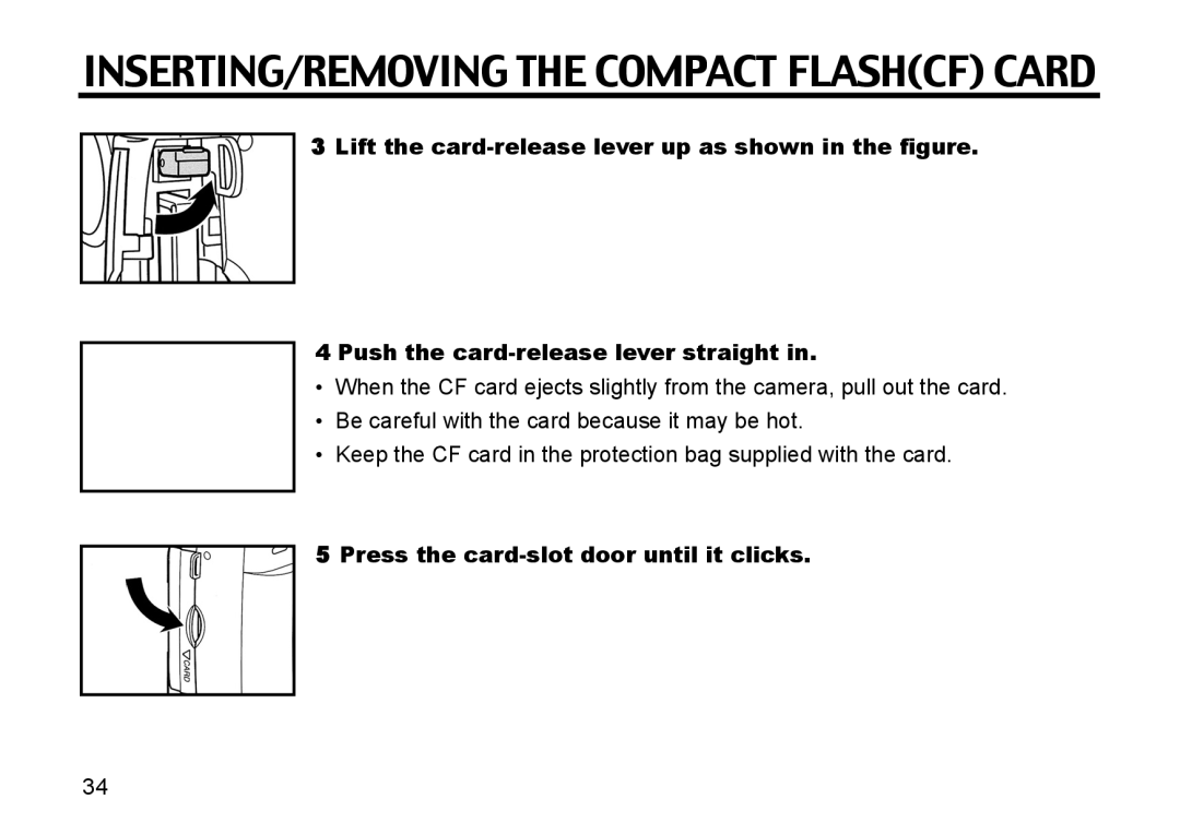 Gateway DC-M50 manual INSERTING/REMOVING the Compact Flashcf Card 