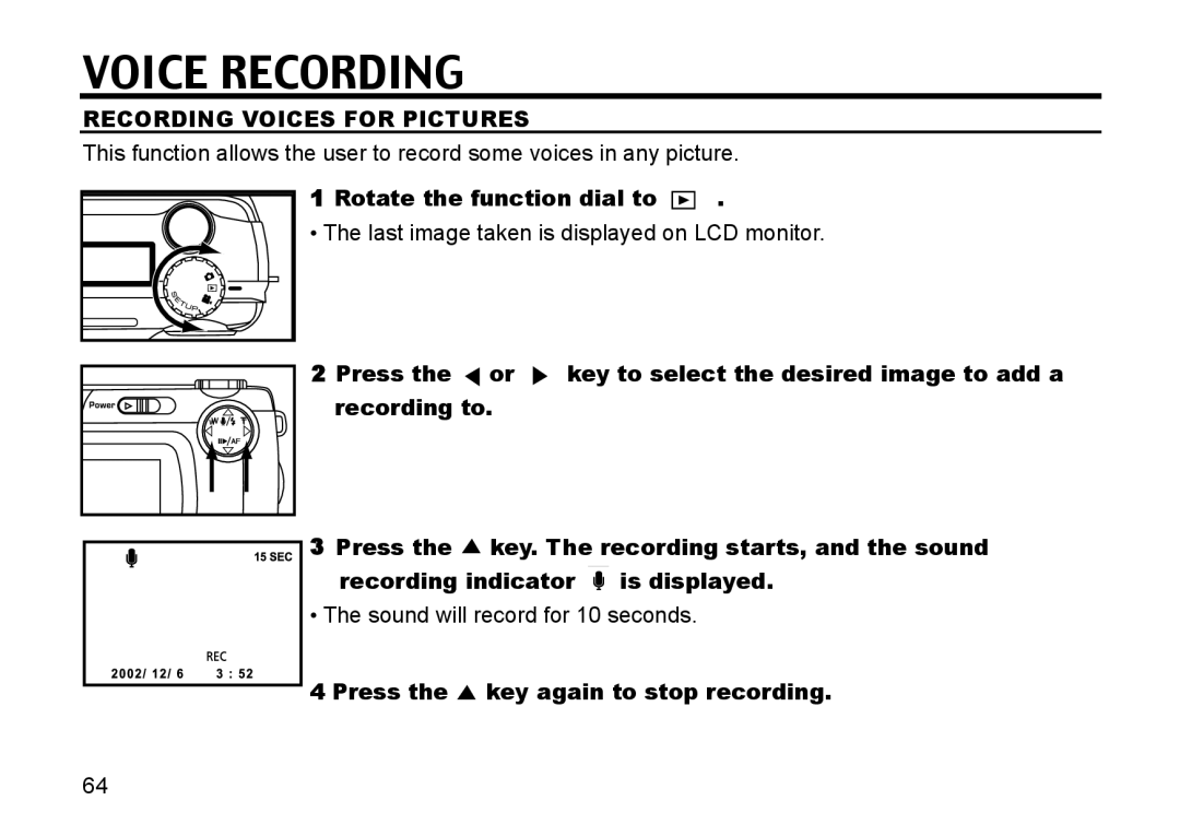 Gateway DC-M50 manual Voice Recording, Recording Voices for Pictures, Press the key again to stop recording 