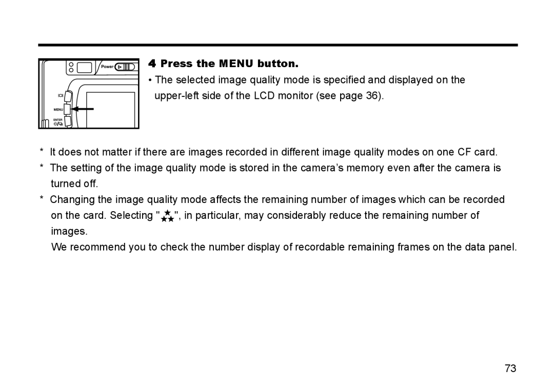 Gateway DC-M50 manual Press the Menu button 