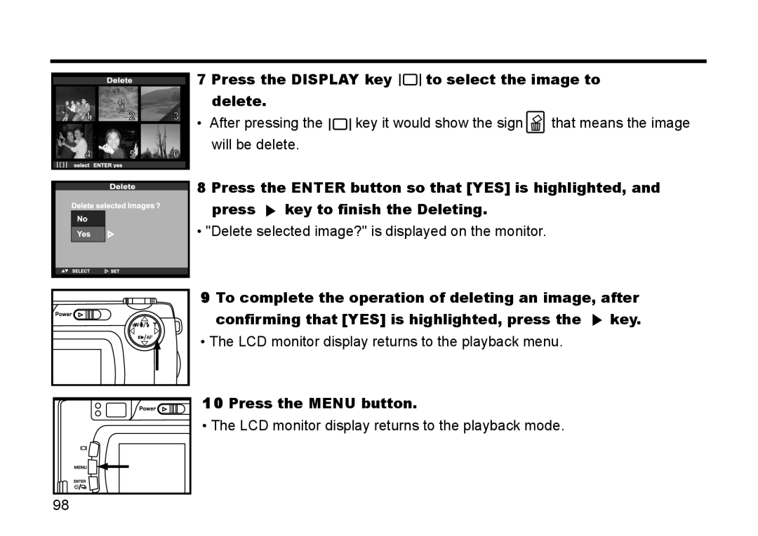 Gateway DC-M50 manual LCD monitor display returns to the playback menu 