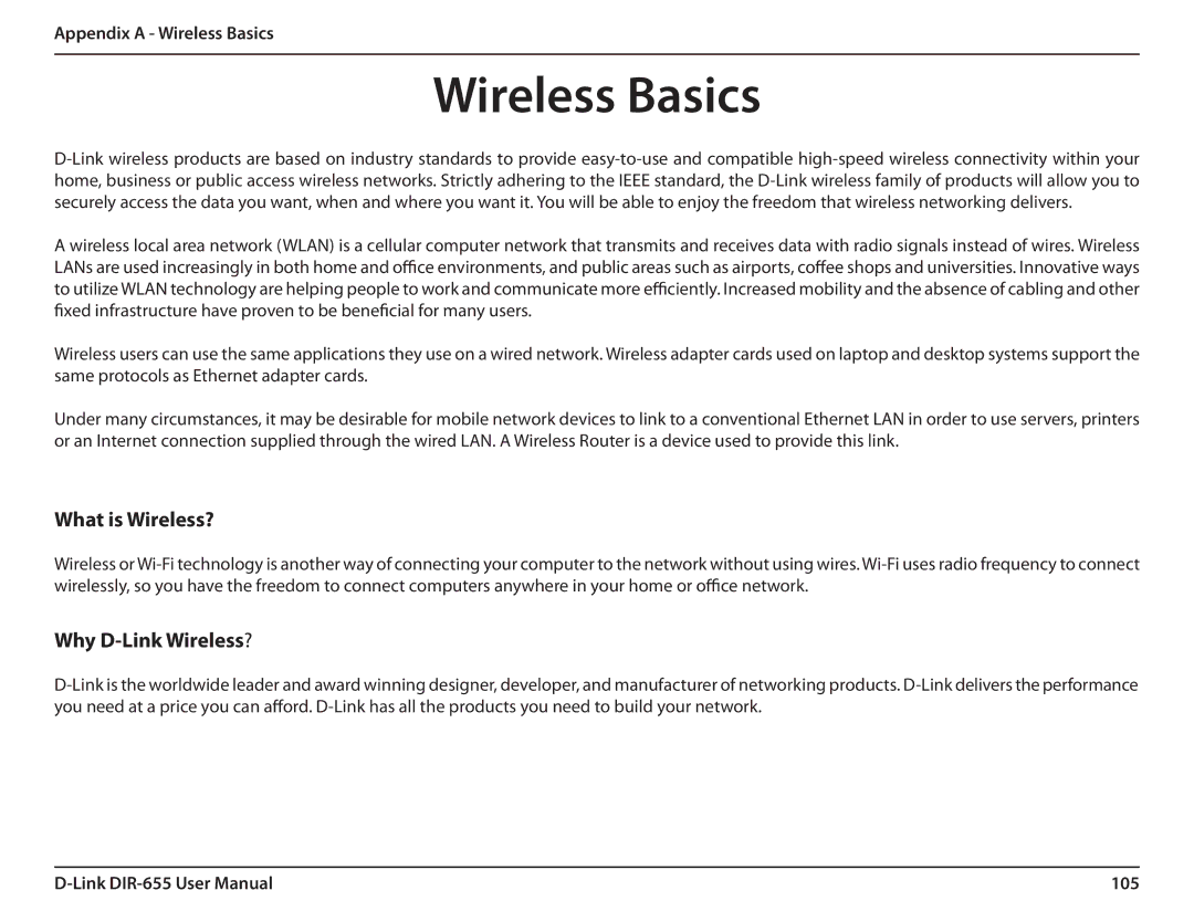 Gateway DIR-655 manual Appendix a Wireless Basics, 105 